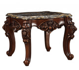 25" Walnut And Brown Faux Marble Mirrored End Table