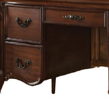 74" Brown Mirrored Executive Desk With Five Drawers