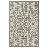 8'X10' Ivory Grey Hand Woven Uv Treated Greek Key Medallion Indoor Outdoor Area Rug