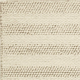 8'X10' White Ivory Hand Woven Knobby Cornish Stripe Indoor Area Rug