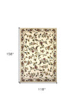 10'X13' Ivory Machine Woven Floral Vines Indoor Area Rug