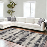 10'X13' Shades Of Grey Machine Woven Abstract Brushstroke Indoor Area Rug