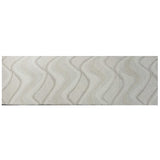 8' Lime Mocha Hand Tufted Abstract Waves Indoor Runner Rug