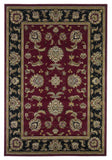 5'X8' Red Black Machine Woven Floral Traditional Indoor Area Rug
