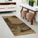8' Mocha Brown Hand Tufted Tropical Leaves Indoor Runner Rug