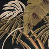 8' Mocha Brown Hand Tufted Tropical Leaves Indoor Runner Rug