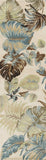 8' Ivory Blue Hand Tufted Tropical Leaves Indoor Runner Rug