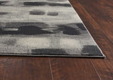 5'X8' Shades Of Grey Machine Woven Abstract Brushstroke Indoor Area Rug
