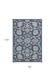 7' X 9' Grey Floral Vine Uv Treated Indoor Area Rug