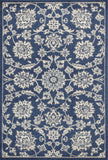7' X 9' Denim Floral Vine Uv Treated Indoor Area Rug