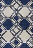 7' x 10' Ivory and Blue Geometric Indoor Outdoor Area Rug