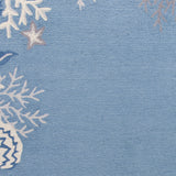 5'X8' Sea Blue Hand Hooked Bordered Coral Reef Indoor Area Rug