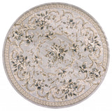 8' Light Grey Floral Round Indoor Area Rug