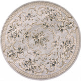 8' Light Grey Floral Round Indoor Area Rug