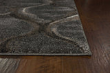 5'X8' Charcoal Grey Machine Woven Ogee Indoor Area Rug