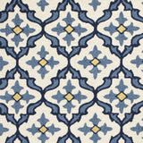 5' X 7' Ivory Or Blue Geometric Mosaic Indoor Outdoor Area Rug