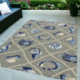 5' X 7' Grey Seaside Uv Treated Indoor Outdoor Area Rug