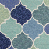 5'X8' Blue Hand Hooked Uv Treated Quatrefoil Indoor Outdoor Area Rug