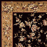 7' Octagon Black Or Beige Floral Bordered Indoor Area Rug