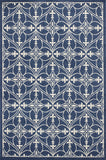 8'X11' Denim Blue Machine Woven Uv Treated Ogee Indoor Outdoor Area Rug