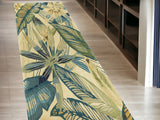 10' Ivory Hand Tufted Tropical Leaves Indoor Runner Rug