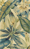 10' Ivory Hand Tufted Tropical Leaves Indoor Runner Rug