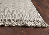 5' X 8' Ivory Or Grey Plaid Knitted Wool Indoor Area Rug With Fringe