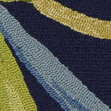 3'X5' Ocean Blue Hand Hooked Uv Treated Awning Stripes Indoor Outdoor Area Rug