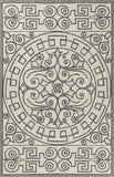 3'X5' Ivory Grey Hand Hooked Uv Treated Greek Key Medallion Indoor Outdoor Area Rug