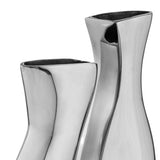 Set of Two Aluminum Silver Novelty Table Vases