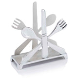 6" Aluminum Cutlery Design Free Standing Napkin Holder