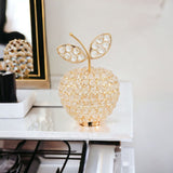 8" Gold and Clear Faux Crystal and Aluminum Decorative Apple