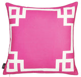 Bright Pink And White Geometric Decorative Throw Pillow Cover