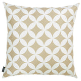 Taupe And White Geometric Decorative Throw Pillow Cover