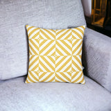 Yellow And White Geometric Squares Decorative Throw Pillow Cover