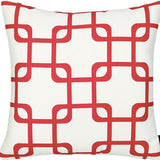 Red And White Geometric Squares Decorative Throw Pillow Cover