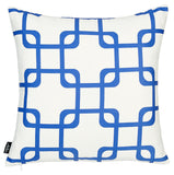 Blue And White Geometric Squares Decorative Throw Pillow Cover