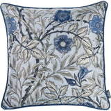 Blue Jacquard Leaf Decorative Throw Pillow Cover