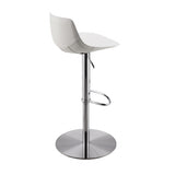 18.12" X 18.9" X 39.57" White Leatherette Over Steel Frame Adjustable Swivel Barcounter Stool With Brushed Stainless Steel Base