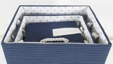 13.5" X 17" X 22.5" Blue Fabric Basket With Bow Decoration Set Of 5