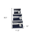 13.5" X 17" X 22.5" Blue Fabric Basket With Bow Decoration Set Of 5