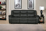 86" Gray And Black Italian Leather Sofa