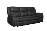 86" Gray And Black Italian Leather Sofa