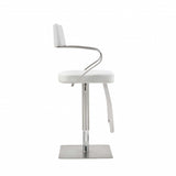 21" White And Silver Stainless Steel Bar Chair