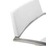 21" White And Silver Stainless Steel Bar Chair