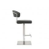 20" Black And Silver Stainless Steel Bar Chair