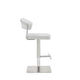 20" White And Silver Stainless Steel Bar Chair