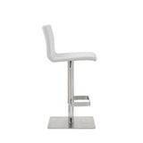 26" White And Silver Stainless Steel Counter Height Bar Chair