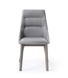 Set Of 2 Grey Faux Leather Dining Chairs