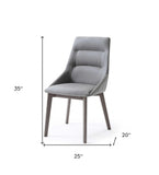 Set Of 2 Grey Faux Leather Dining Chairs